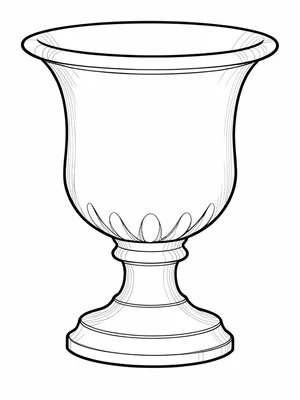 Cross-section of a single garden urn on pedestal, walls thinning gracefully towa